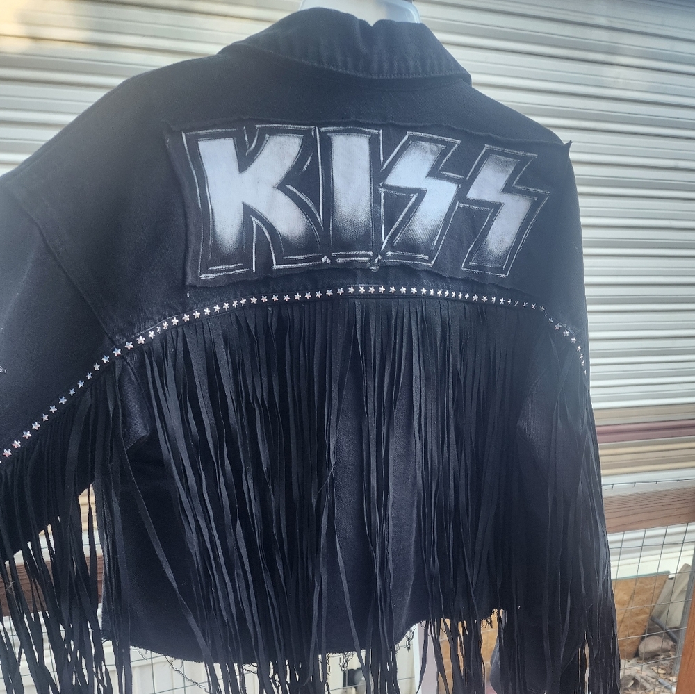 KISS handcrafted denim jacket Ptp 22